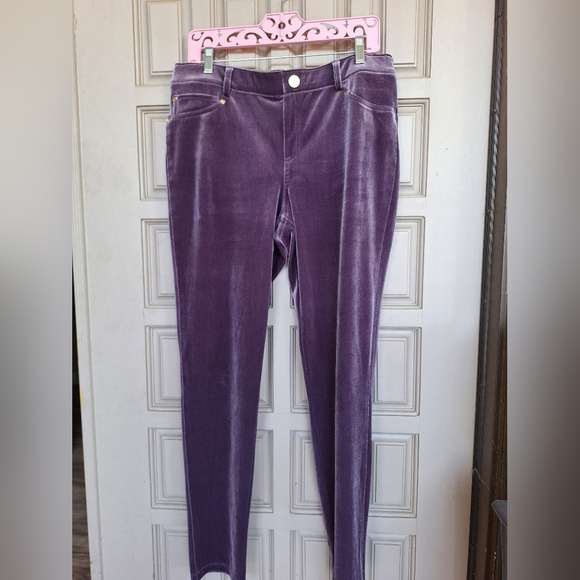 INC International Concepts Lavender Jeggings Plus Sz14 Velour Elastic Skinny - Picture 1 of 7